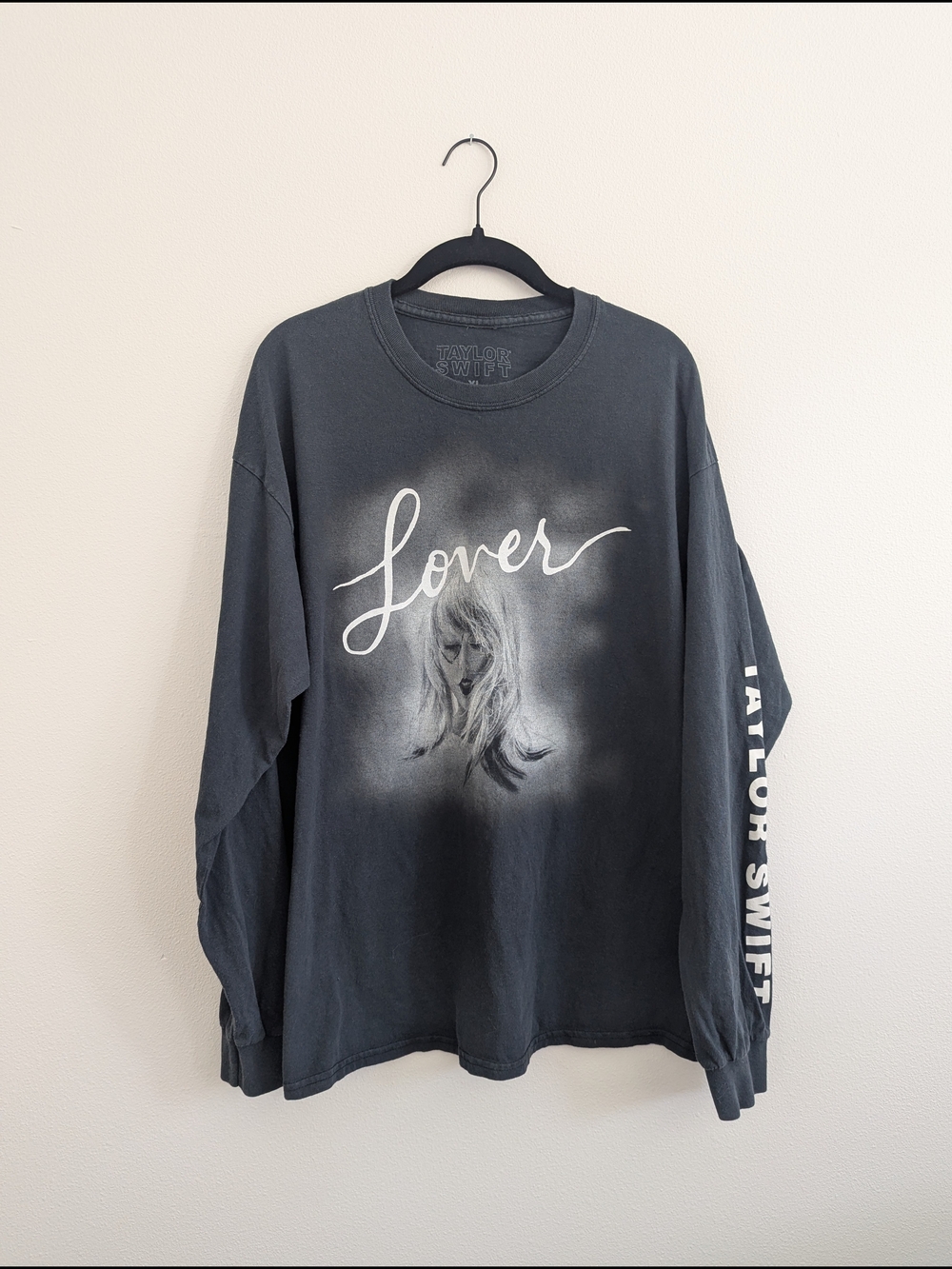 Taylor Swift Charcoal Gray 'Lover' Graphic Long Sleeve Shirt 100% Cotton